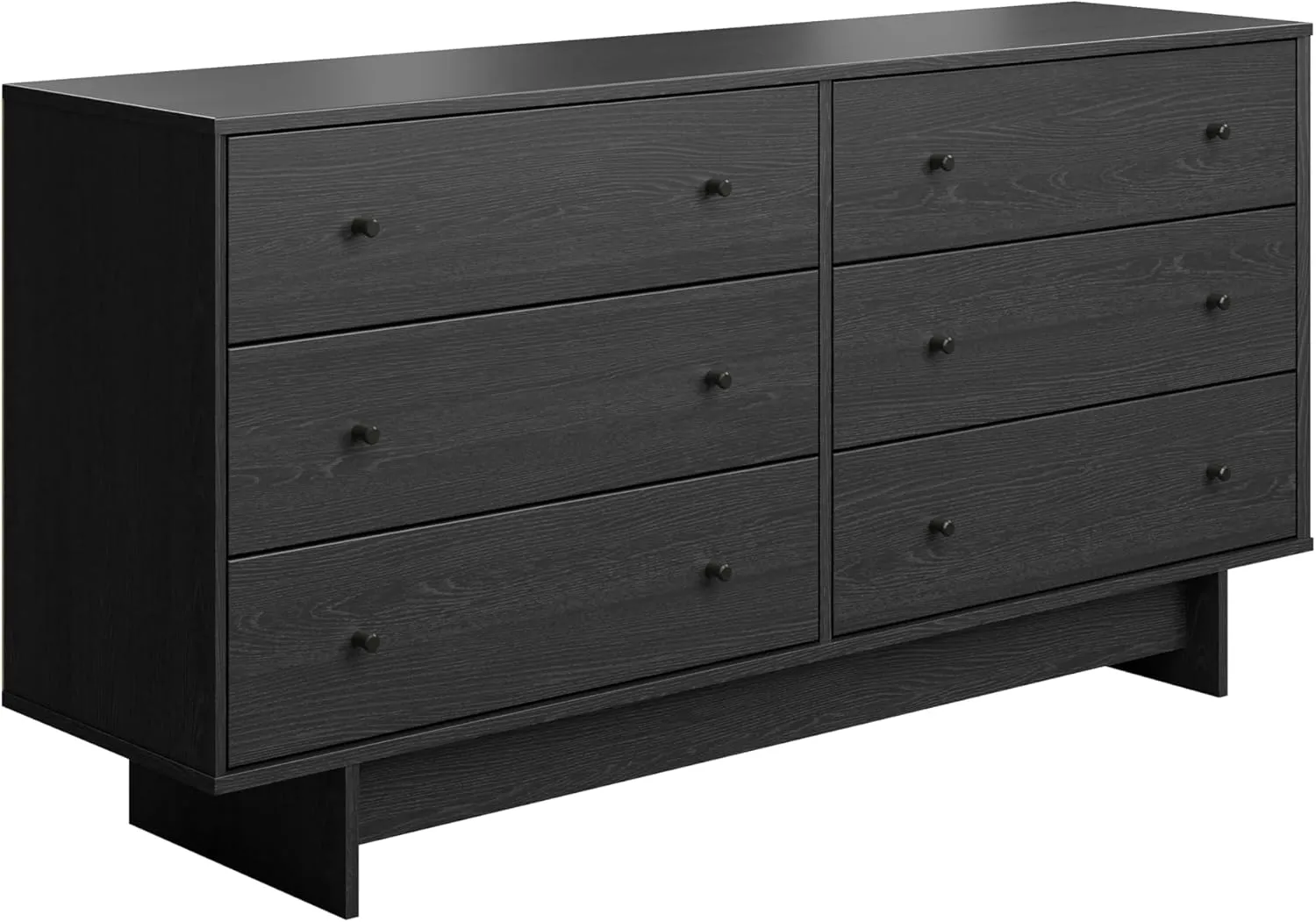 Prepac Finnley 6-Drawer Dresser in Black Oak, Dresser for Bedroom, Extra-Wide Chest of Drawers with Storage, Modern Clothing Organizer for Home, Bedroom, Living Room, 16" D x 61" W x 31" H