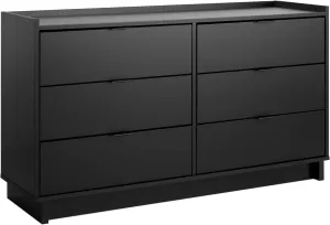 Prepac Simply Modern 6-Drawer Double Dresser for Bedroom, Chest of Drawers, Modern Bedroom Furniture, 52.5” wide x 16” deep x 29.5” tall, Black