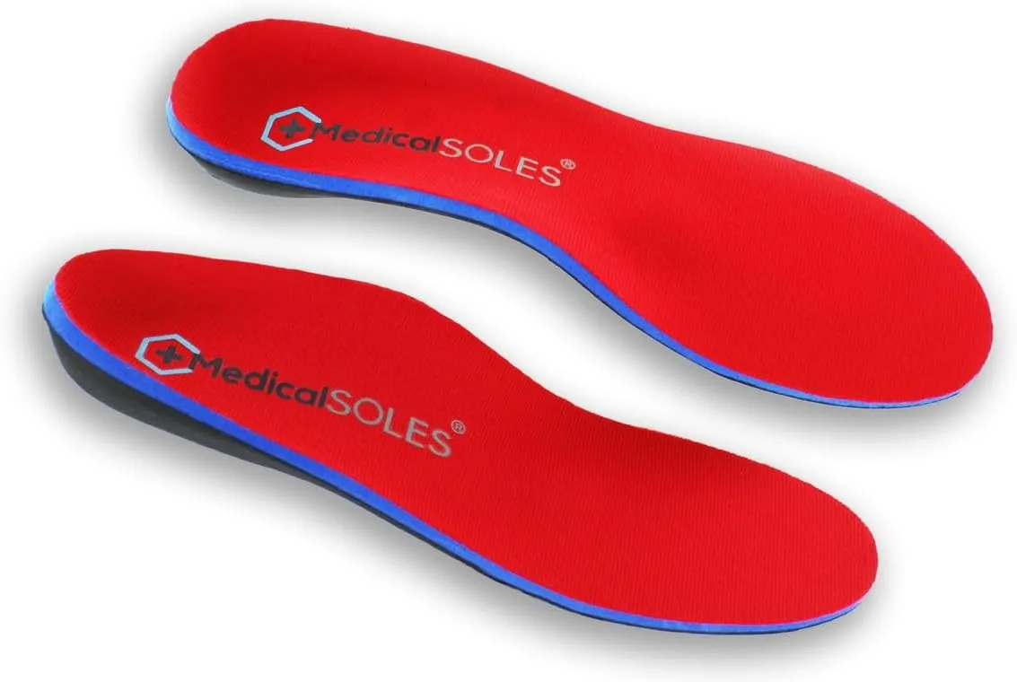 Pro Series Silver RX  Orthotic Unisex Insoles - Flexible Support with Recovery and Cushioning Technology for Pain Relief - Red, Men's 11 / Women's 13