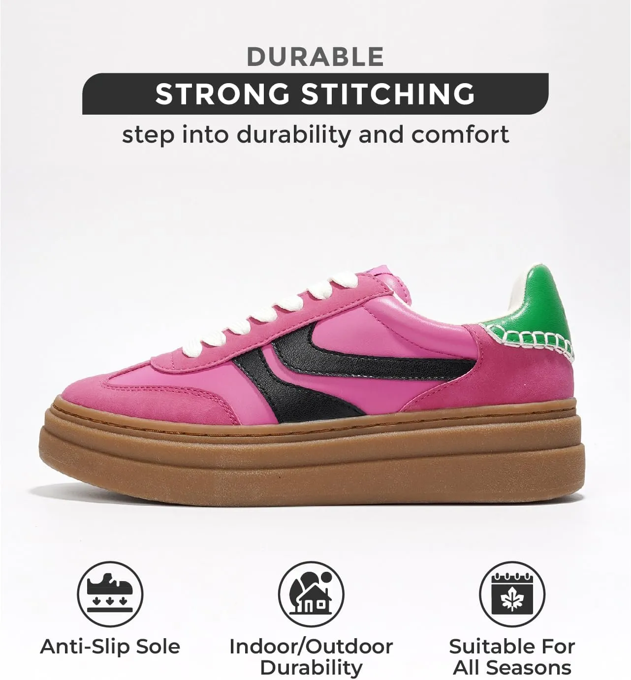 Project Cloud Platform Sneakers for Women Footwear - Memory Foam Insole Womens Shoes, Lightweight and Non-Slip Sole Lace Up Fashion Sneakers (Dodge)