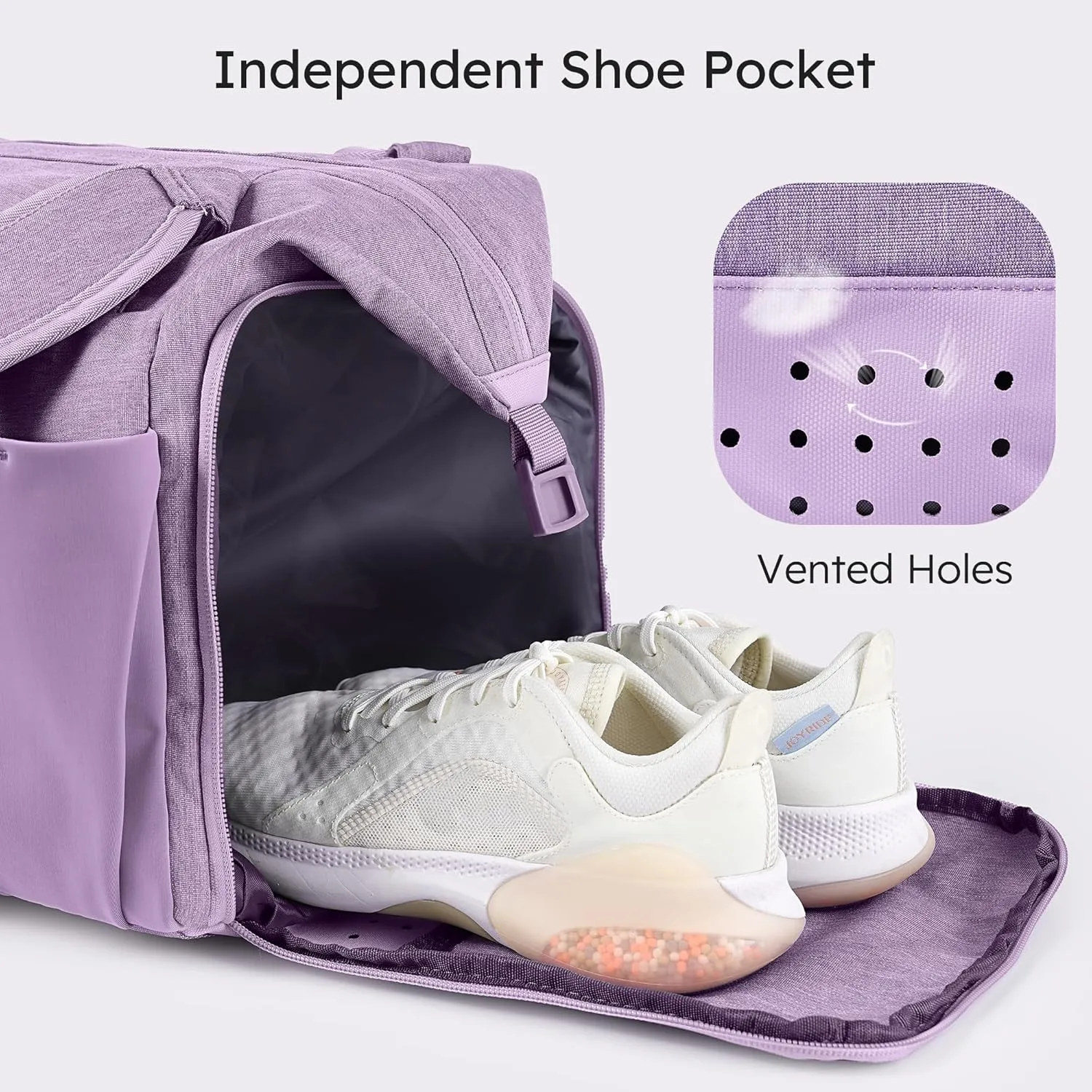 Purple Large Convertible Gym Bag & Backpack with 7 Compartments, Waterproof Shoe Compartment, Wet Pocket, 2 Bottle Holders & Trolley Sleeve - Women's Sports Duffel Bag