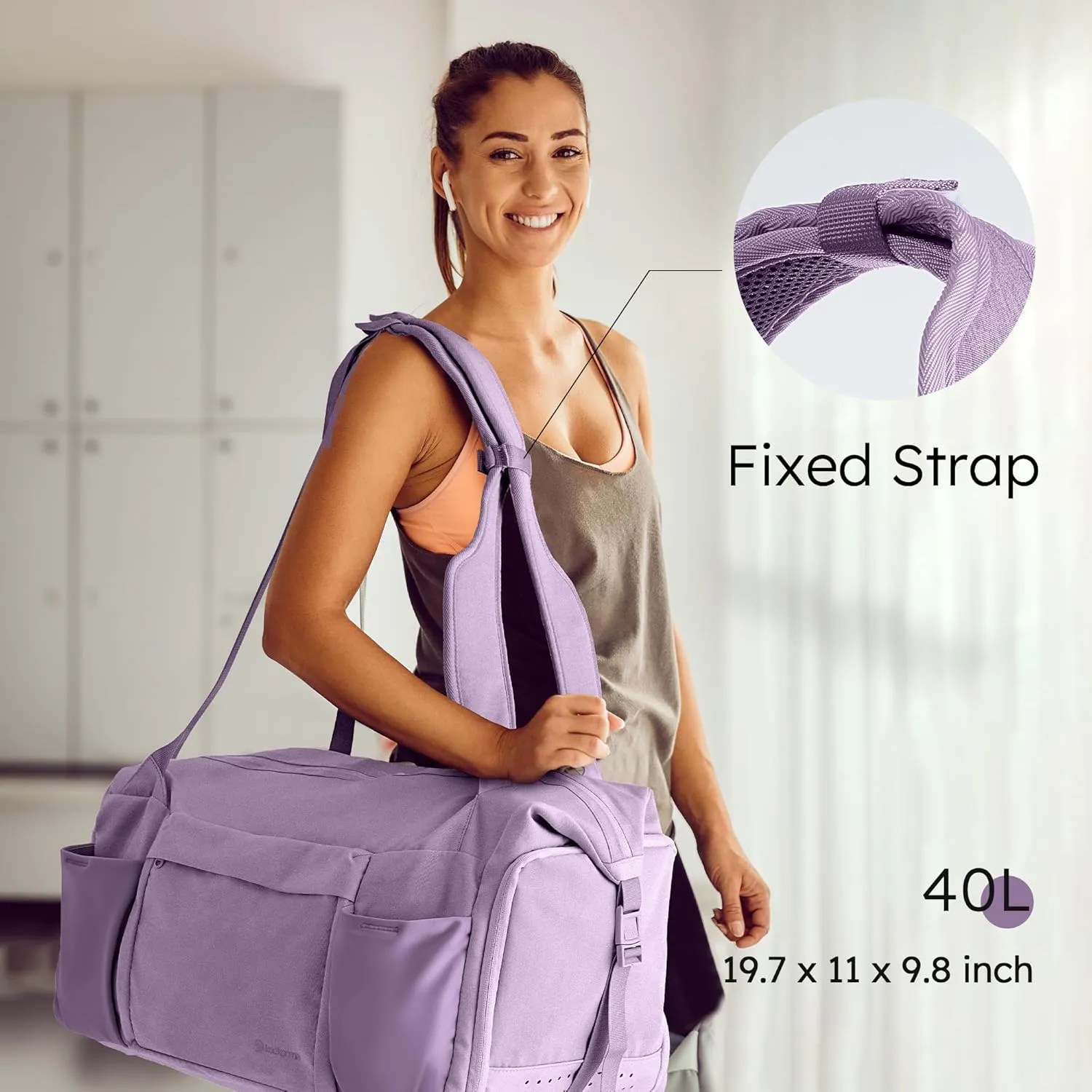 Purple Large Convertible Gym Bag & Backpack with 7 Compartments, Waterproof Shoe Compartment, Wet Pocket, 2 Bottle Holders & Trolley Sleeve - Women's Sports Duffel Bag