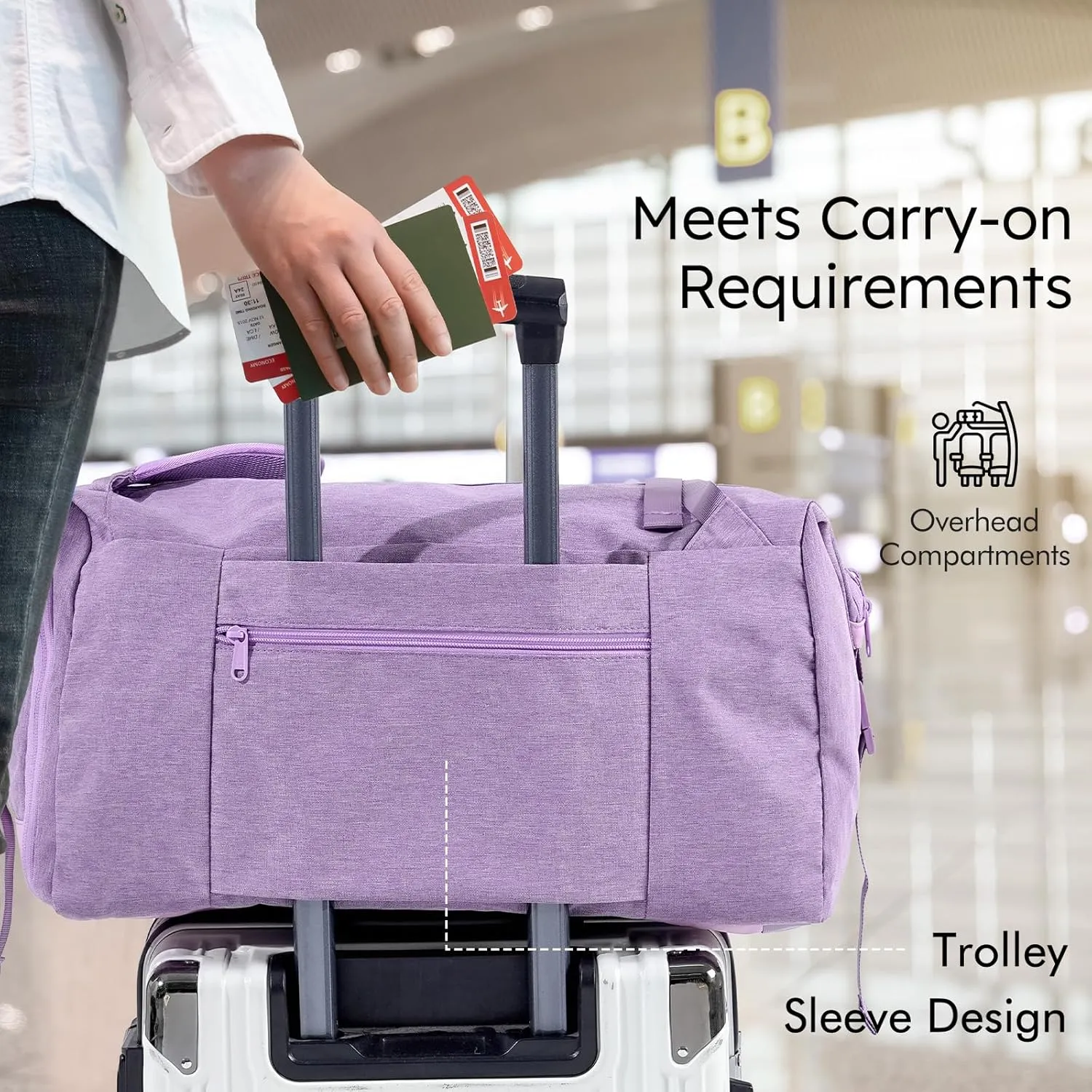 Purple Large Convertible Gym Bag & Backpack with 7 Compartments, Waterproof Shoe Compartment, Wet Pocket, 2 Bottle Holders & Trolley Sleeve - Women's Sports Duffel Bag