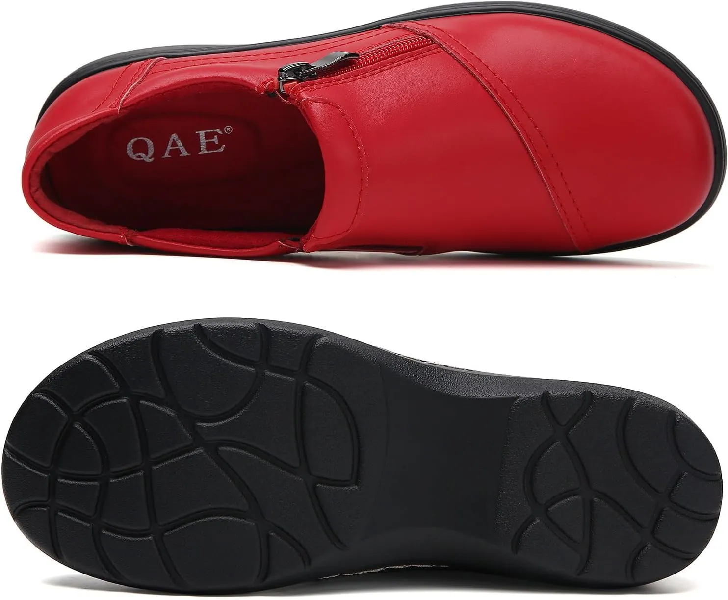 QAE Loafers for Women Comfort Women's Penny Loafers with Zipper Orthopedic Lightweight Slip-On Flats Casual Work Dressy Walking Business Shoes