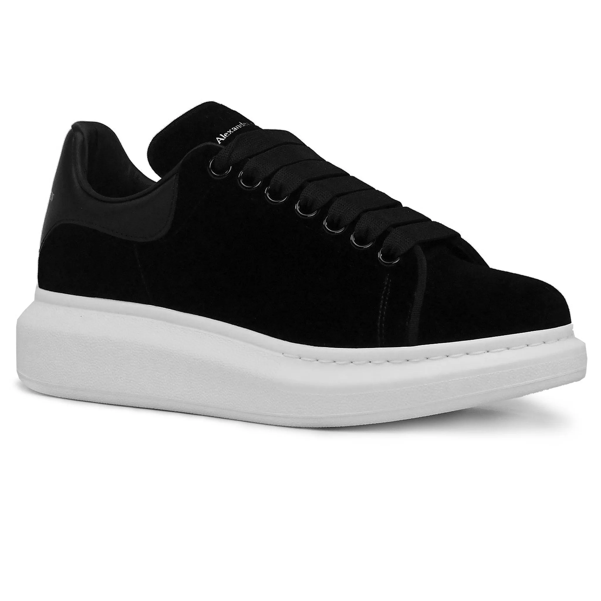 Raised Sole Black Velvet Trainers (W)