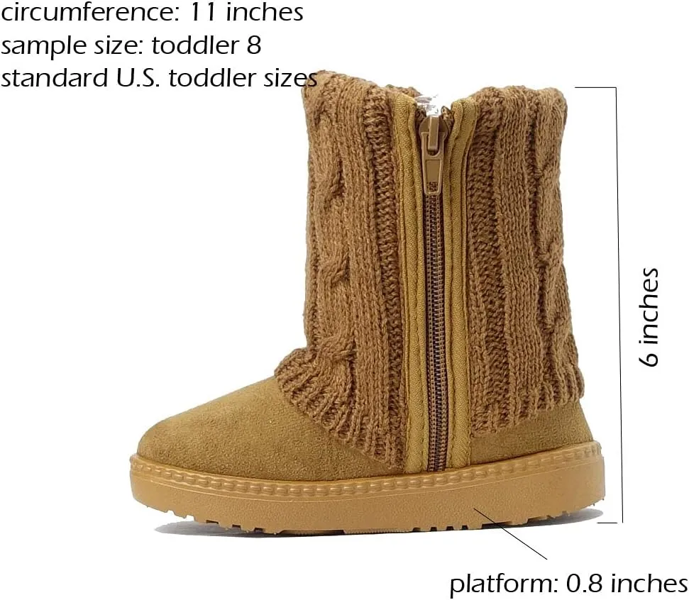 REDVOLUTION Kids Boots Toddler Girls Cute 2 Buttons || Rhinestone Faux Fur Suede Knitting Shoe