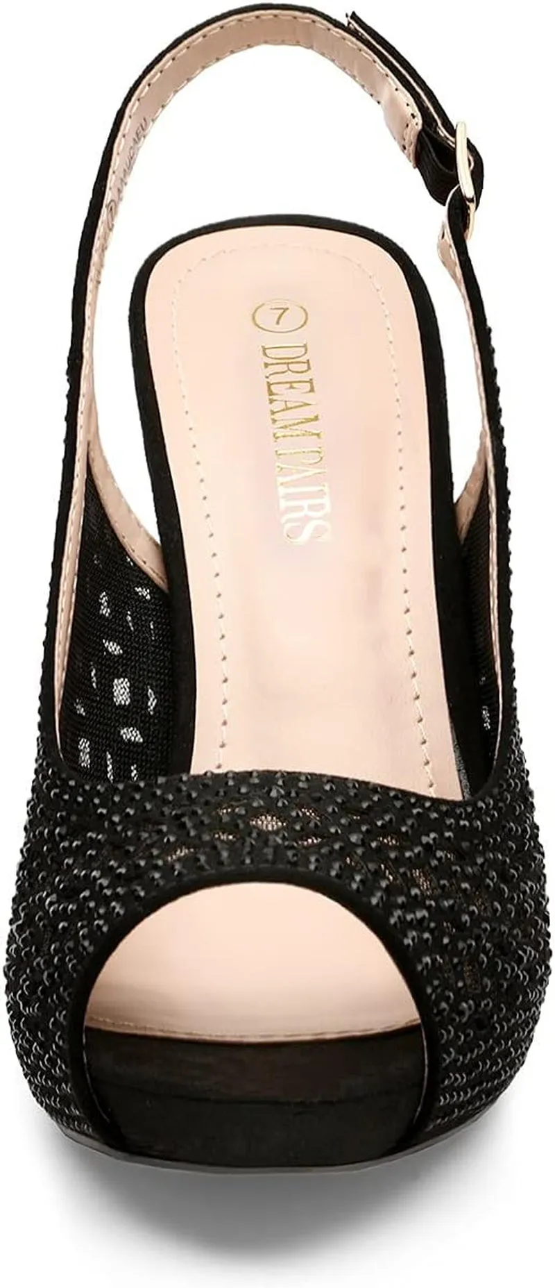 Rhinestone Peep Toe Platform Pumps