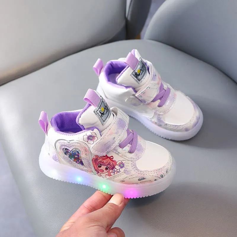 Rinsvye Girls Light-Up Sneakers – Soft Sole Toddler Shoes with Sensor Lights
