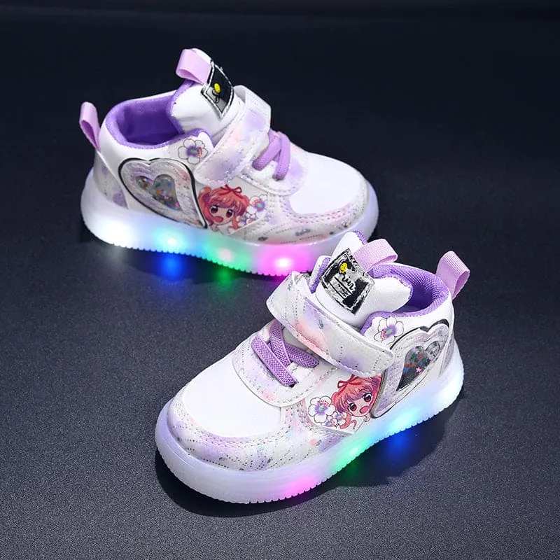 Rinsvye Girls Light-Up Sneakers – Soft Sole Toddler Shoes with Sensor Lights