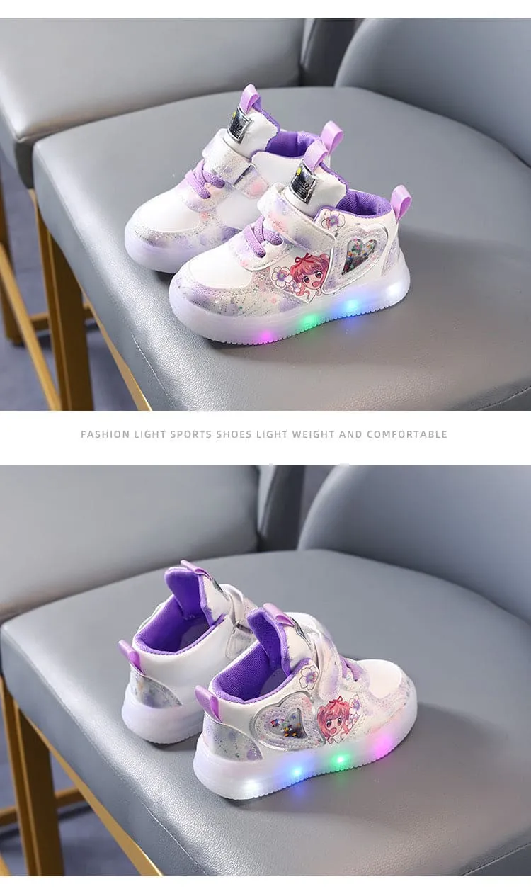 Rinsvye Girls Light-Up Sneakers – Soft Sole Toddler Shoes with Sensor Lights