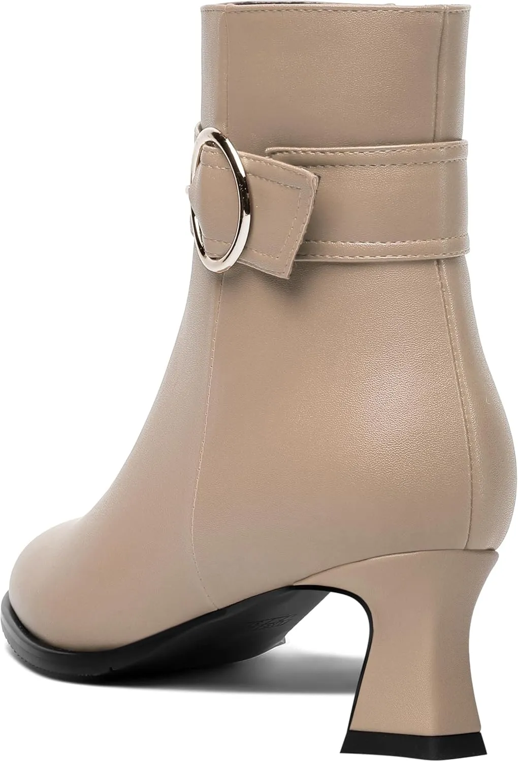 ROSERWISH Womens Matte Wedding Zip Buckle Round Toe Dress Ankle Strap Chunky Low Heel Ankle High Boots 2 Inch