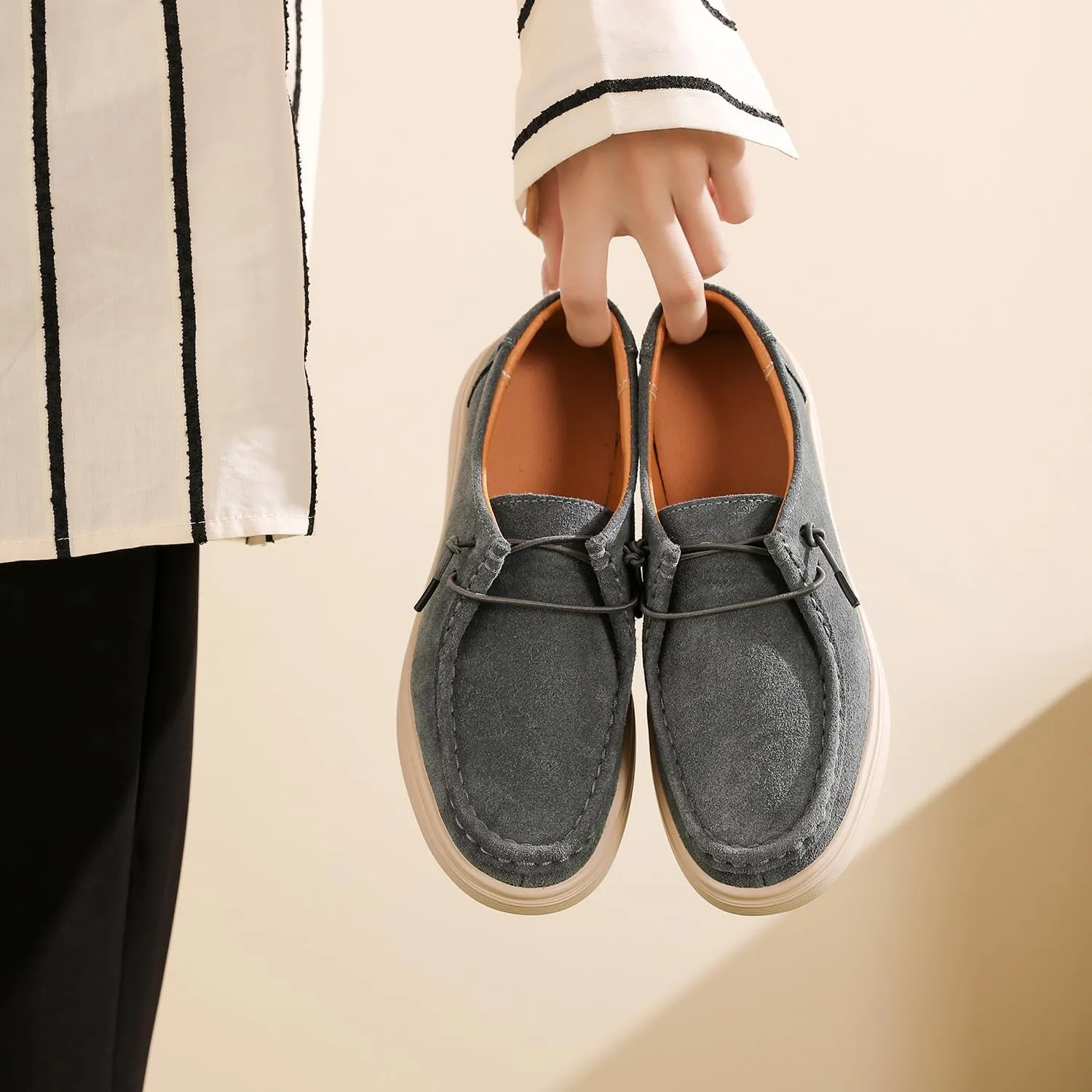 Ruiatoo Women's Walking Shoes - Slip on Loafers Flexible Foot-Friendly Ultralight Boat Casual Shoes