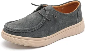 Ruiatoo Women's Walking Shoes - Slip on Loafers Flexible Foot-Friendly Ultralight Boat Casual Shoes