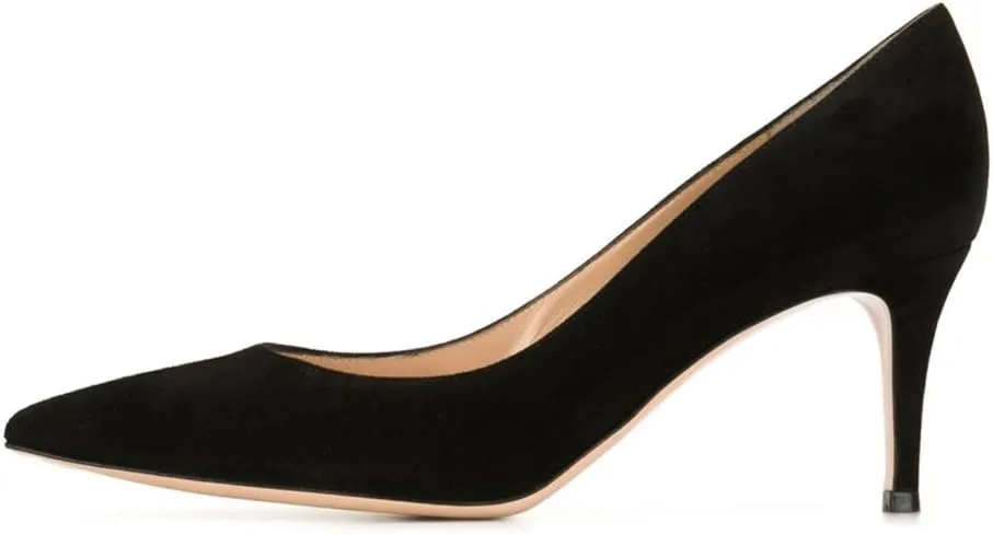 SAMMITOP Women's 6.5cm Classic Kitten Heel Pumps Pointed Toe Mid Heel Dress Shoes