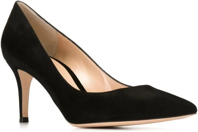 SAMMITOP Women's 6.5cm Classic Kitten Heel Pumps Pointed Toe Mid Heel Dress Shoes