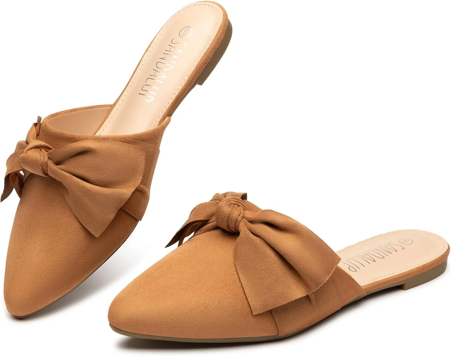 SANDALUP Mules for Woman, Women's Mules, Closed Pointed Toe Backless Loafer Shoes, Cute Bow Women's Mules, Slip On Mules Flats Shoes for Work Business Casual Shoes