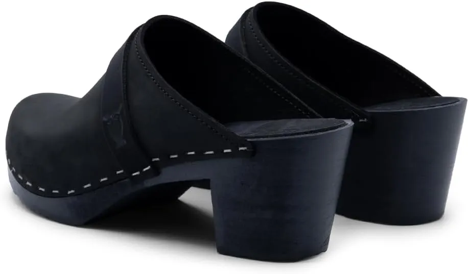 Sandgrens Handmade Swedish Wood Clogs for Women, High Heel Mule | Dublin