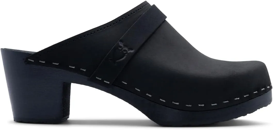 Sandgrens Handmade Swedish Wood Clogs for Women, High Heel Mule | Dublin