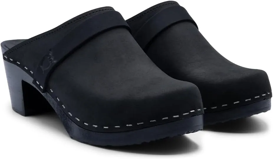 Sandgrens Handmade Swedish Wood Clogs for Women, High Heel Mule | Dublin