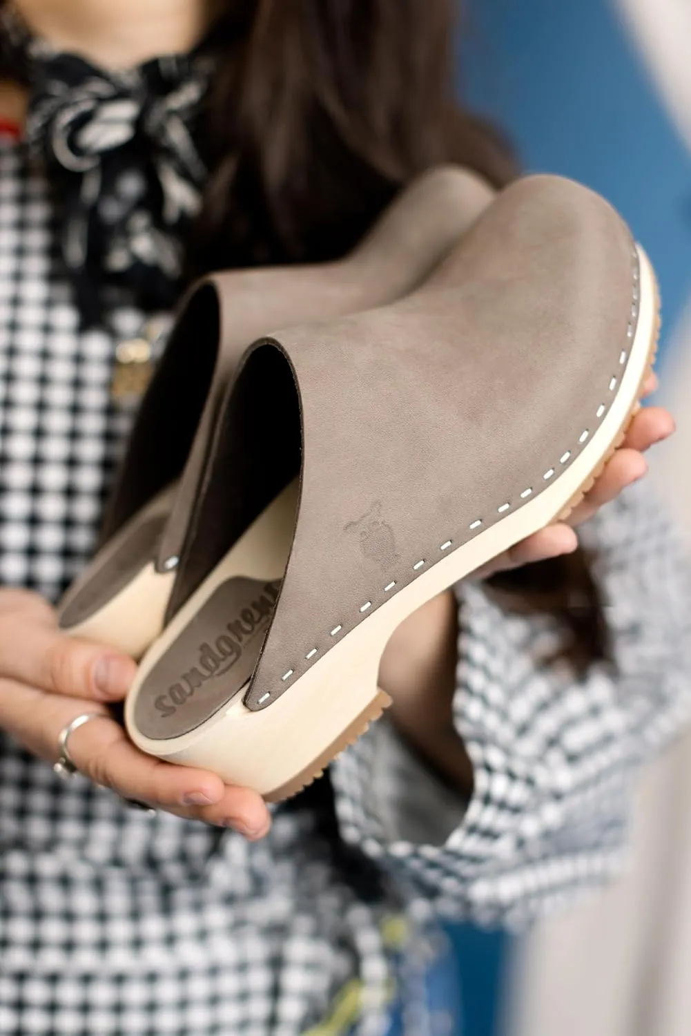 Sandgrens Handmade Swedish Wood Clogs for Women, Low Heel Mule | Austin