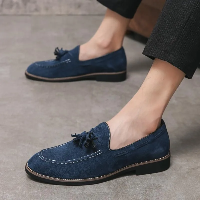 Santimon Men's Vintage Loafers for Men Tassel Loafers Slip-on Moccasin Loafer Casual Suede Leather Driving Loafers