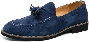 Santimon Men's Vintage Loafers for Men Tassel Loafers Slip-on Moccasin Loafer Casual Suede Leather Driving Loafers