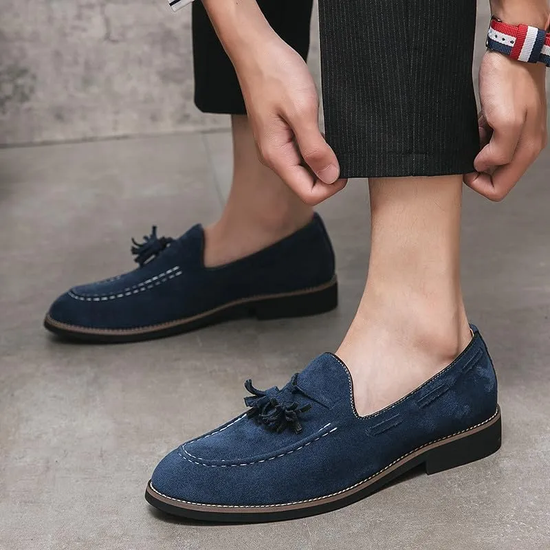 Santimon Men's Vintage Loafers for Men Tassel Loafers Slip-on Moccasin Loafer Casual Suede Leather Driving Loafers