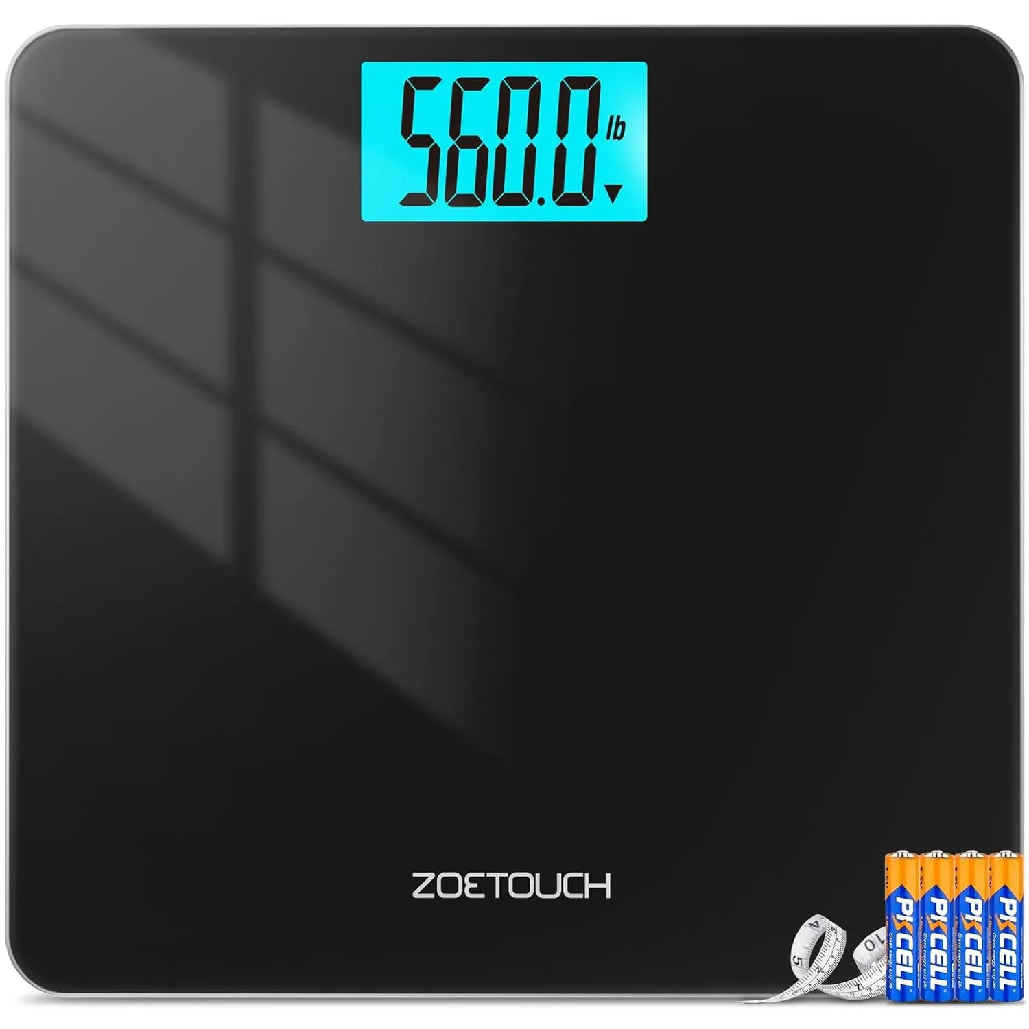 Scale for Body Weight 560lbs Digital High Capacity Bathroom Weighing Bath Scale for Heavy People Weigh Scale with Wide Platform Large LCD Display Batteries Included Black
