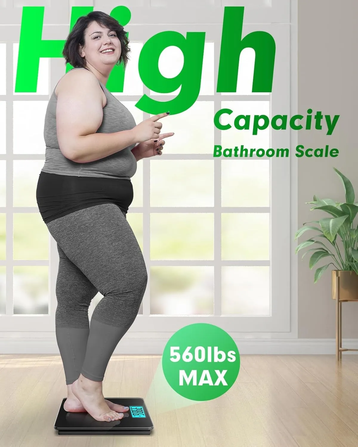Scale for Body Weight 560lbs Digital High Capacity Bathroom Weighing Bath Scale for Heavy People Weigh Scale with Wide Platform Large LCD Display Batteries Included Black