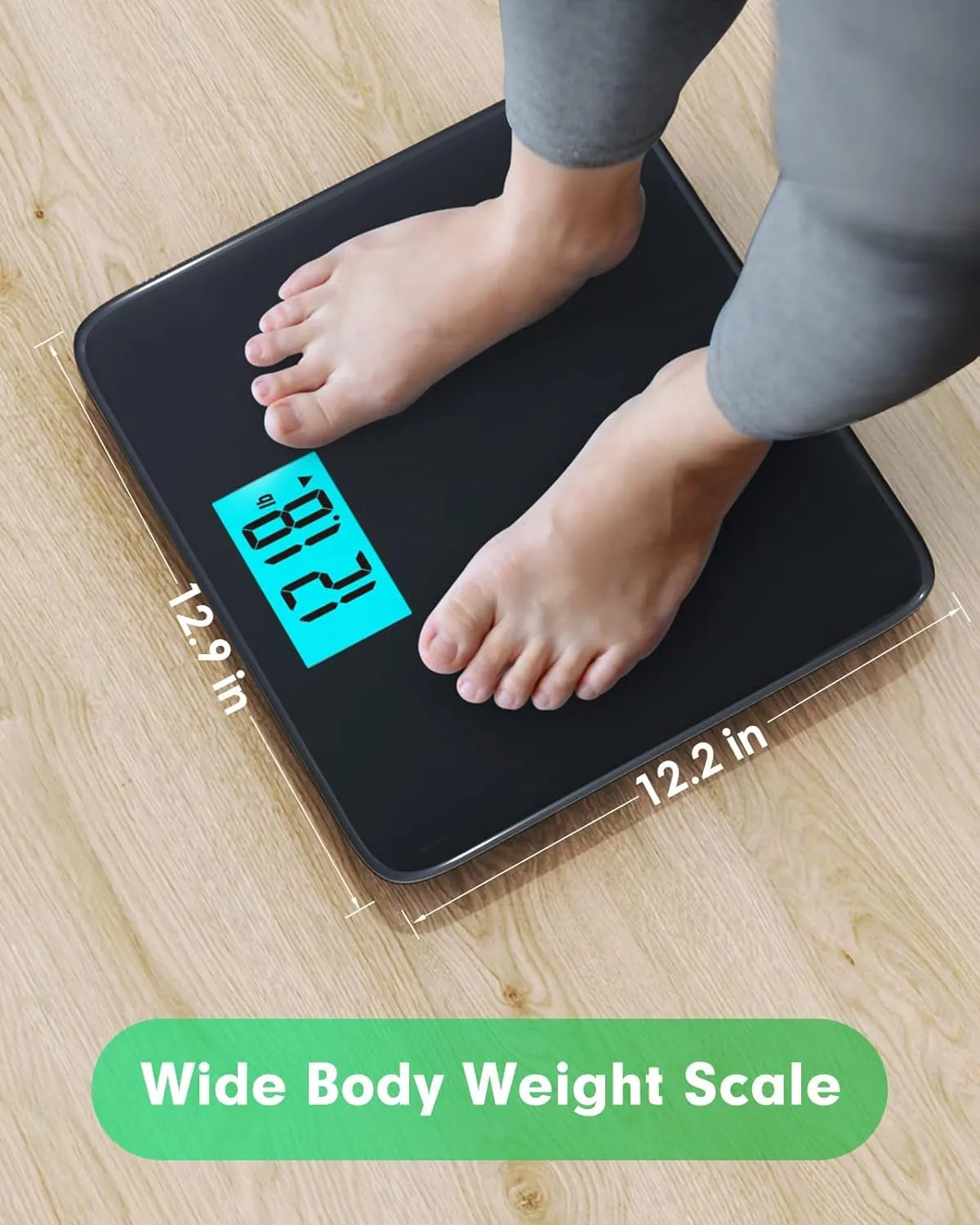 Scale for Body Weight 560lbs Digital High Capacity Bathroom Weighing Bath Scale for Heavy People Weigh Scale with Wide Platform Large LCD Display Batteries Included Black