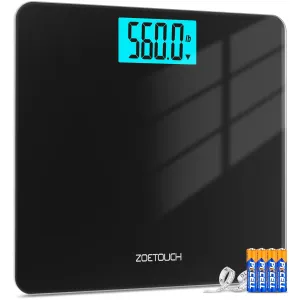 Scale for Body Weight 560lbs Digital High Capacity Bathroom Weighing Bath Scale for Heavy People Weigh Scale with Wide Platform Large LCD Display Batteries Included Black