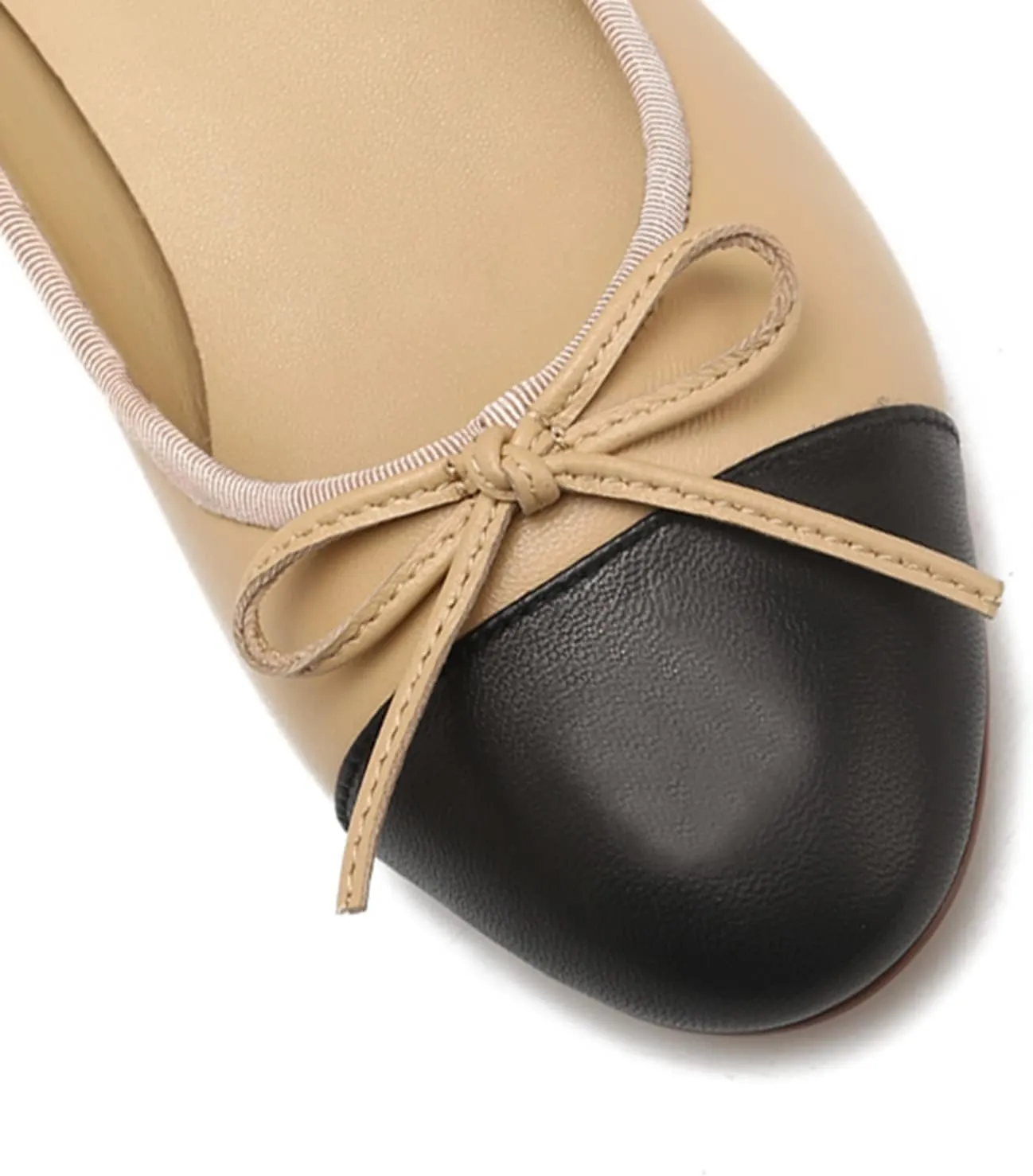 SHODENSE Women Cap Toe Bow Flats Two Tone Slip On Ballet Flats Comfy Closed Round Toe Flats Colorblock 1 Inch Low Flat Heel Dress Shoes Chic Chic Casual Drive Flat Shoes 4-11 M US