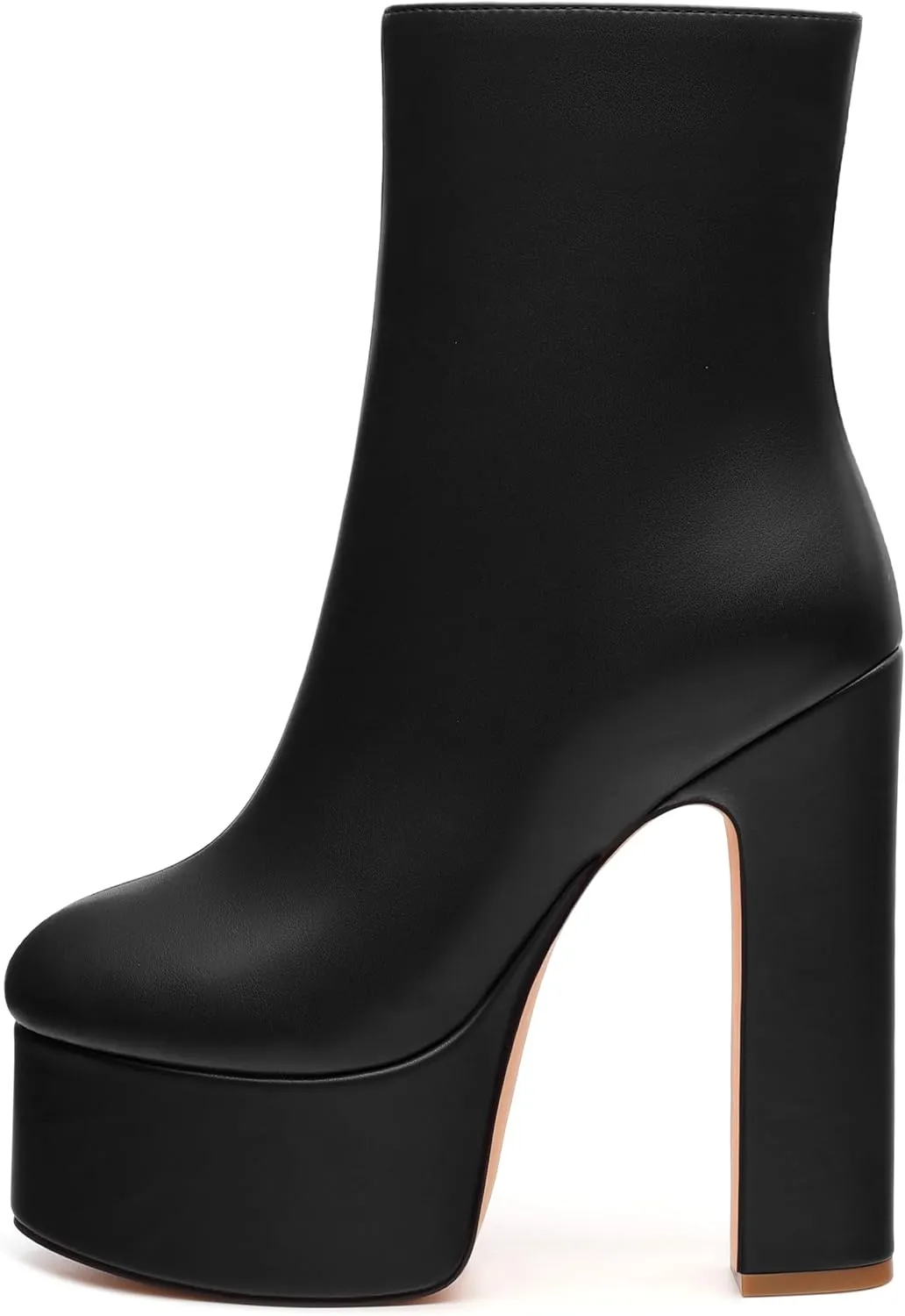 SHOWFOREST Platform Ankle Boots for Women Block High Heel Round Toe 5.9 Inch Short Booties Side Zipper Fashion Wedding Evening Party Fall Shoes