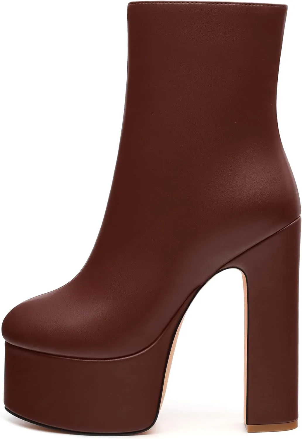 SHOWFOREST Platform Ankle Boots for Women Block High Heel Round Toe 5.9 Inch Short Booties Side Zipper Fashion Wedding Evening Party Fall Shoes