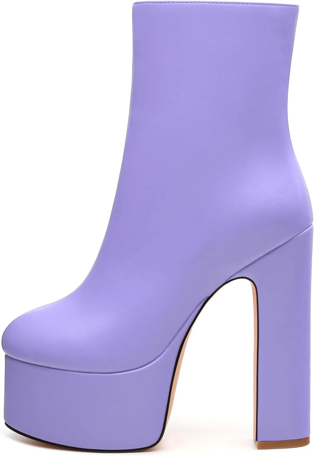 SHOWFOREST Platform Ankle Boots for Women Block High Heel Round Toe 5.9 Inch Short Booties Side Zipper Fashion Wedding Evening Party Fall Shoes