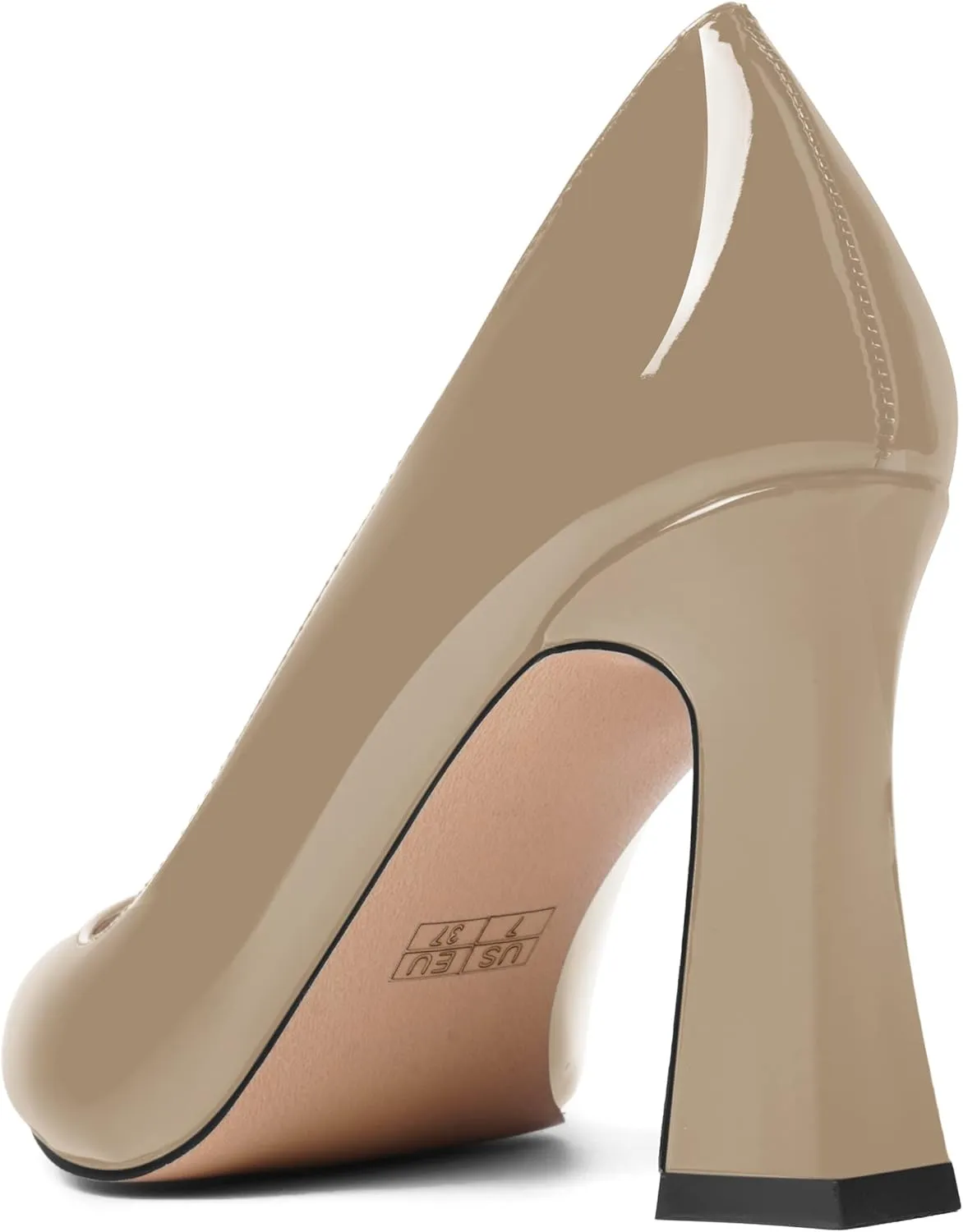 SHOWFOREST Womens Sexy Wedding Pointed Toe Slip On Patent Spool High Heel Pumps Shoes 3.3 Inch