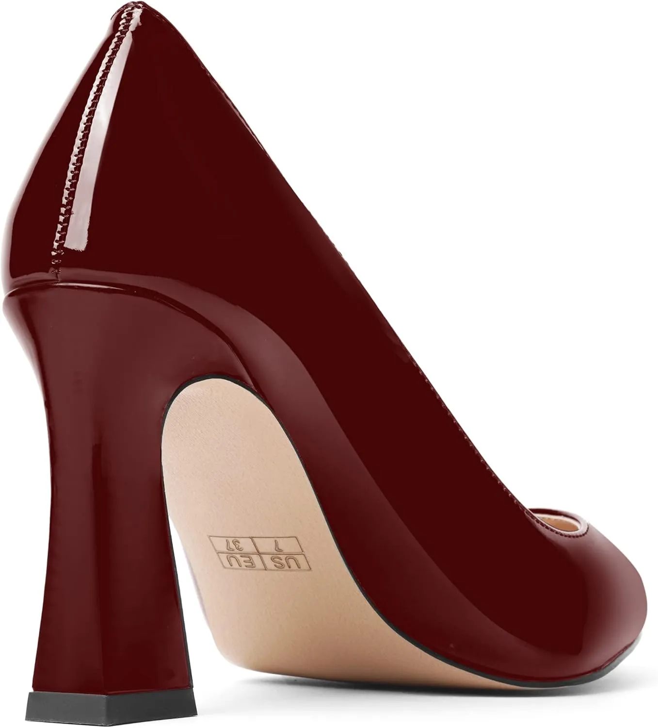SHOWFOREST Womens Sexy Wedding Pointed Toe Slip On Patent Spool High Heel Pumps Shoes 3.3 Inch