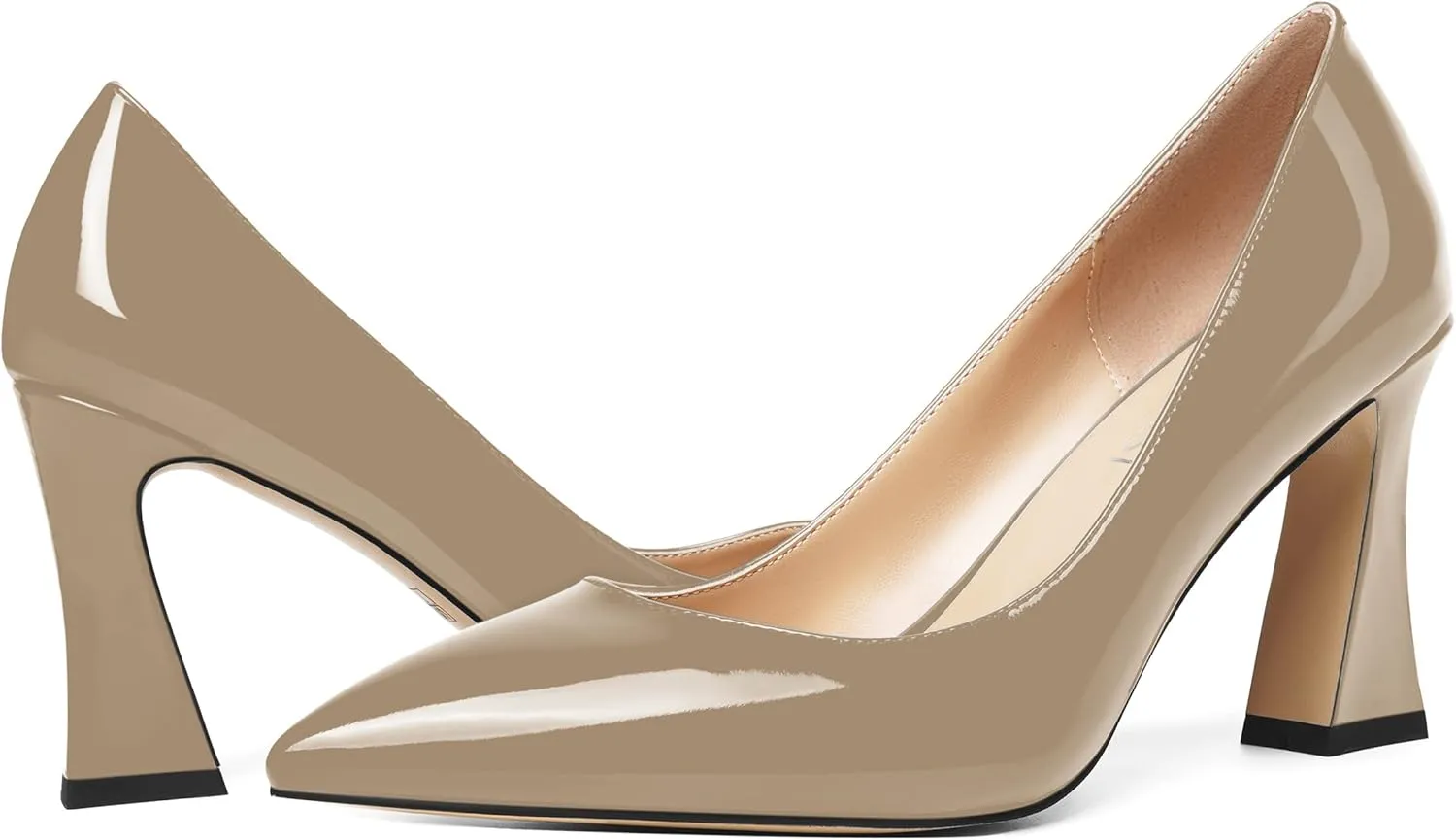 SHOWFOREST Womens Sexy Wedding Pointed Toe Slip On Patent Spool High Heel Pumps Shoes 3.3 Inch