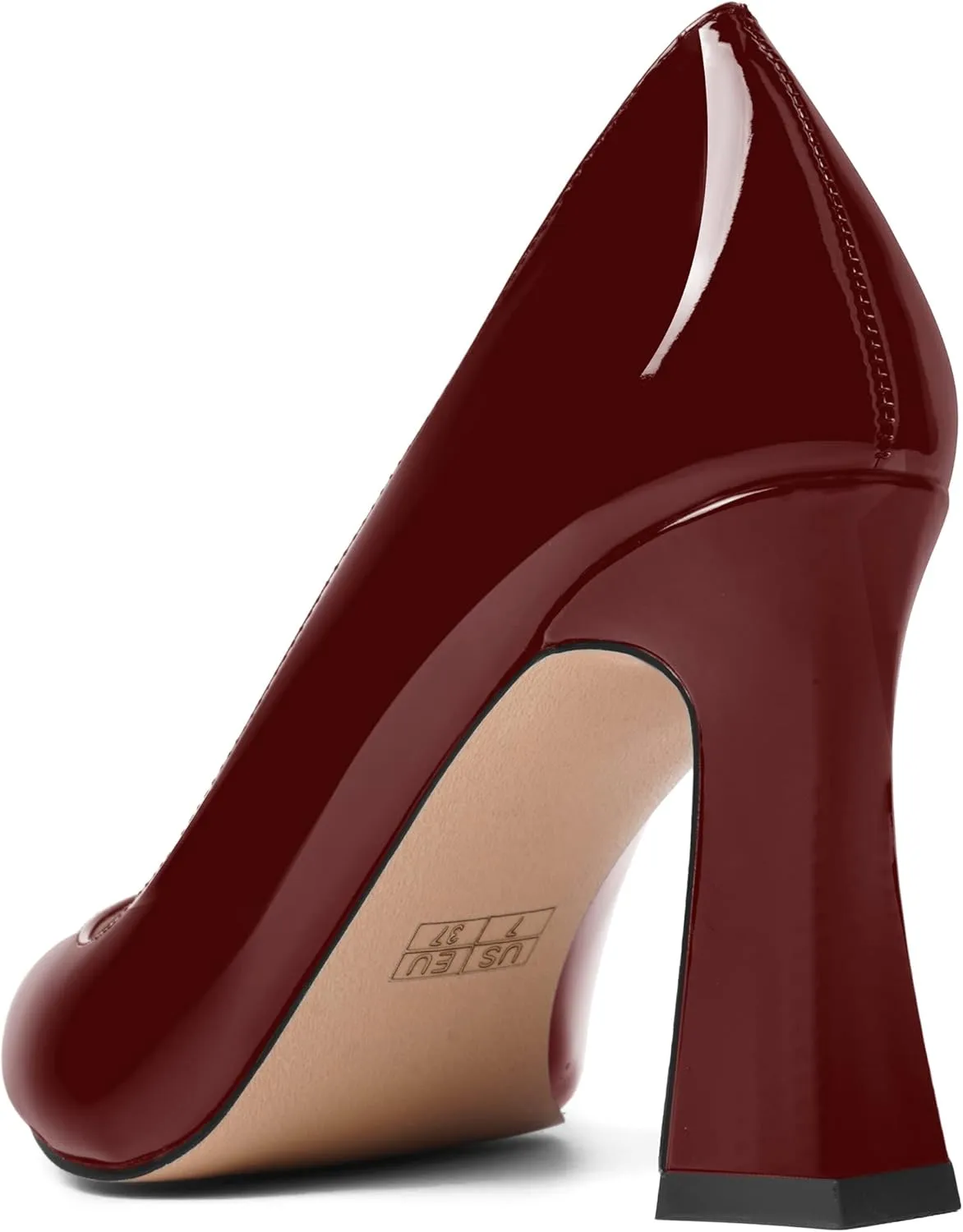 SHOWFOREST Womens Sexy Wedding Pointed Toe Slip On Patent Spool High Heel Pumps Shoes 3.3 Inch