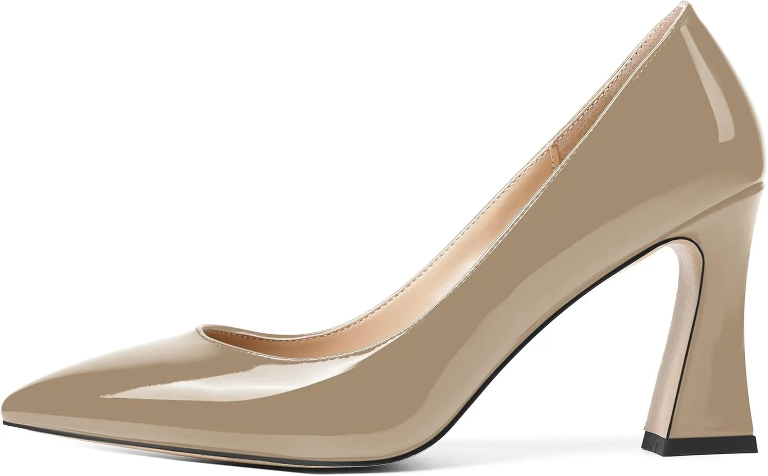 SHOWFOREST Womens Sexy Wedding Pointed Toe Slip On Patent Spool High Heel Pumps Shoes 3.3 Inch