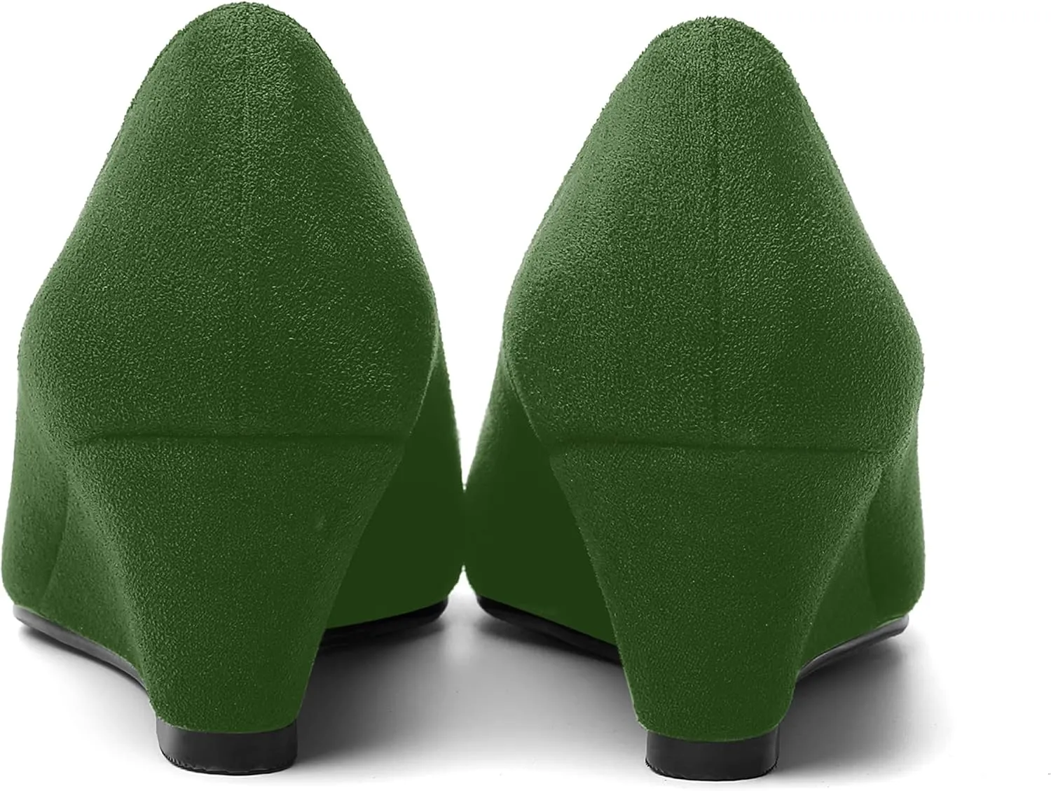 SHOWFOREST Womens Slip On Suede Solid Casual Outdoor Square Toe Wedge Low Heel Pumps Shoes 2 Inch