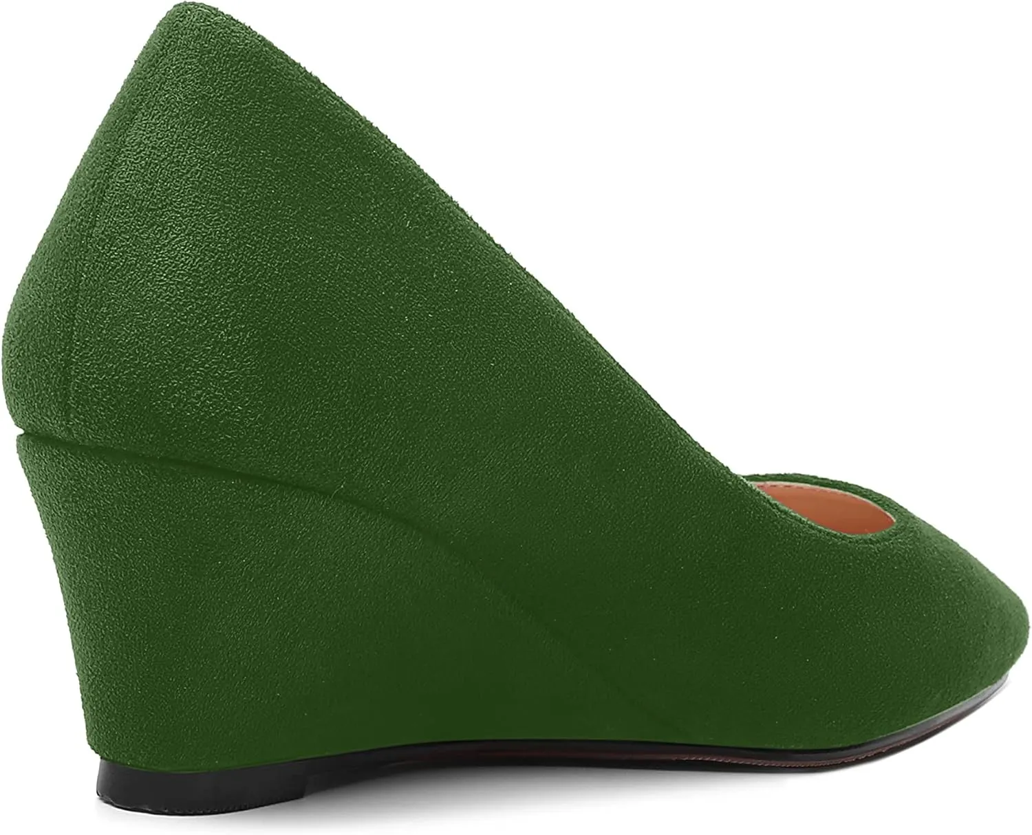 SHOWFOREST Womens Slip On Suede Solid Casual Outdoor Square Toe Wedge Low Heel Pumps Shoes 2 Inch