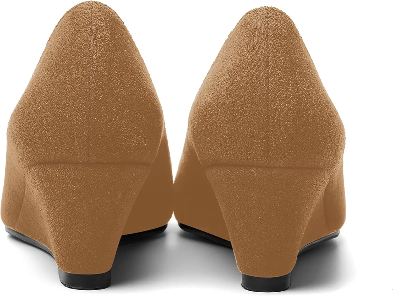 SHOWFOREST Womens Slip On Suede Solid Casual Outdoor Square Toe Wedge Low Heel Pumps Shoes 2 Inch