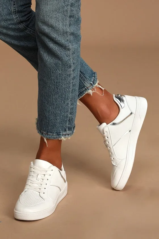 Silver Rubber Vast range Sole Flocked and Steve Harmonize Popular choice Madden Sneakers Perforated White