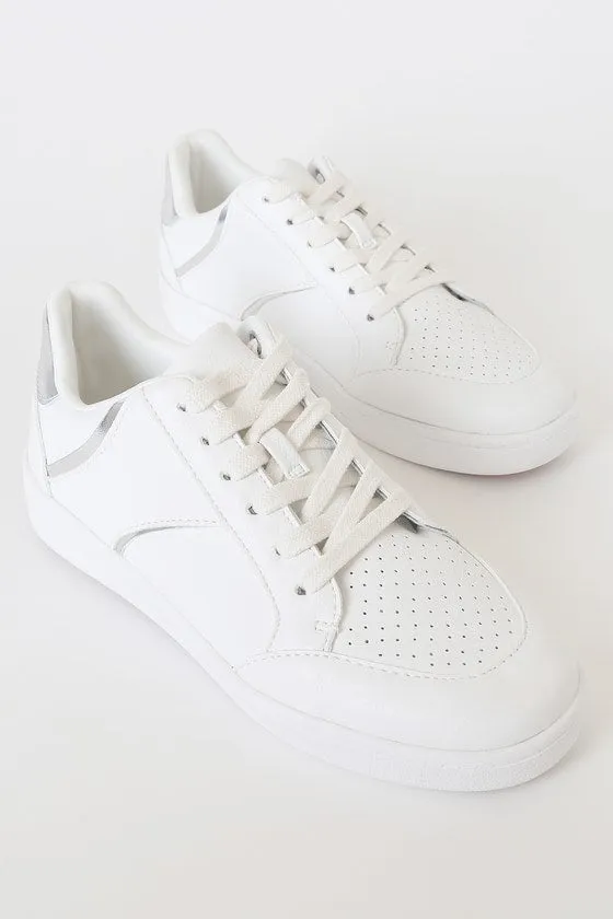 Silver Rubber Vast range Sole Flocked and Steve Harmonize Popular choice Madden Sneakers Perforated White