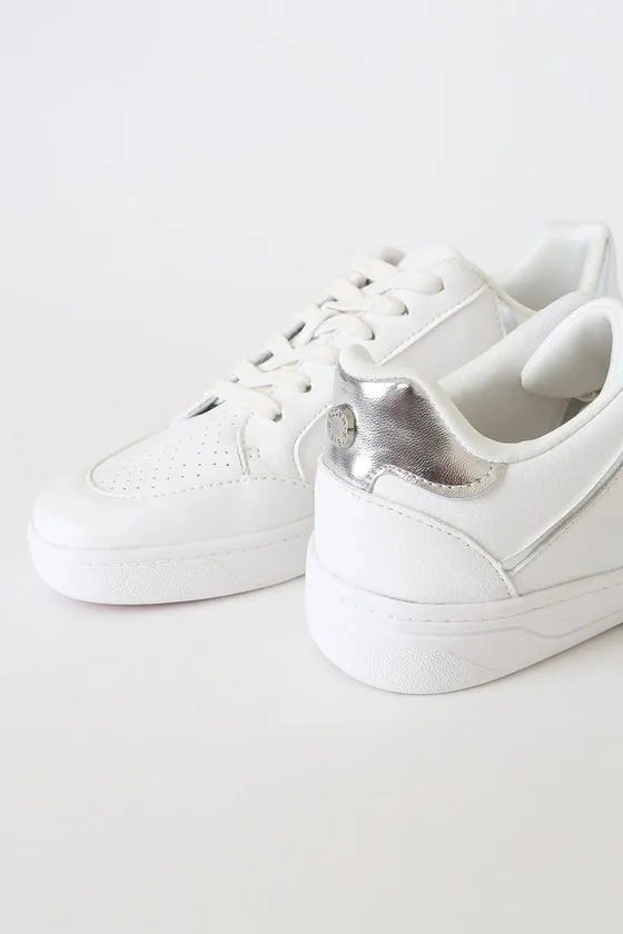 Silver Rubber Vast range Sole Flocked and Steve Harmonize Popular choice Madden Sneakers Perforated White