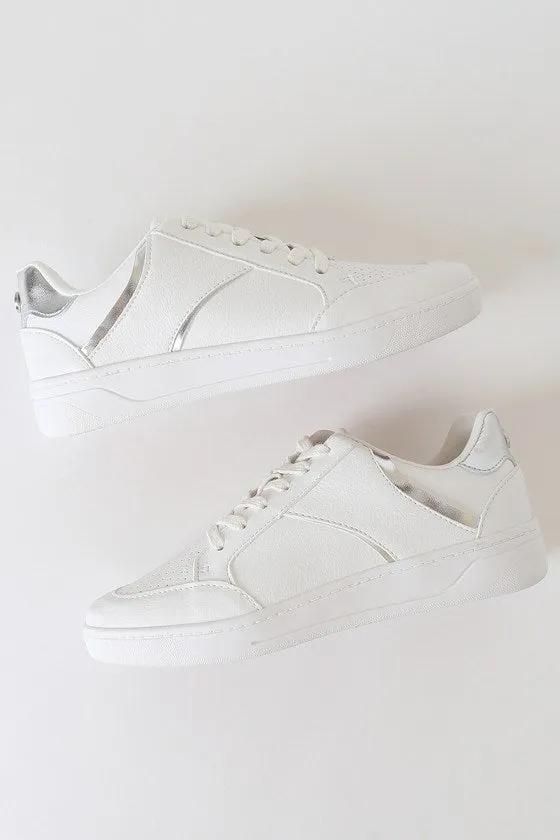 Silver Rubber Vast range Sole Flocked and Steve Harmonize Popular choice Madden Sneakers Perforated White