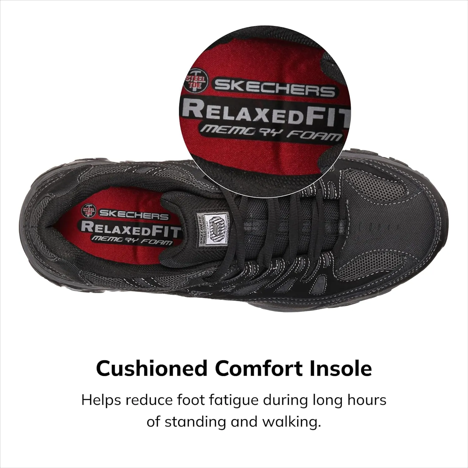 Skechers Men's Cankton Steel Toe Construction Shoe – Electrical Hazard Rated, Memory Foam
