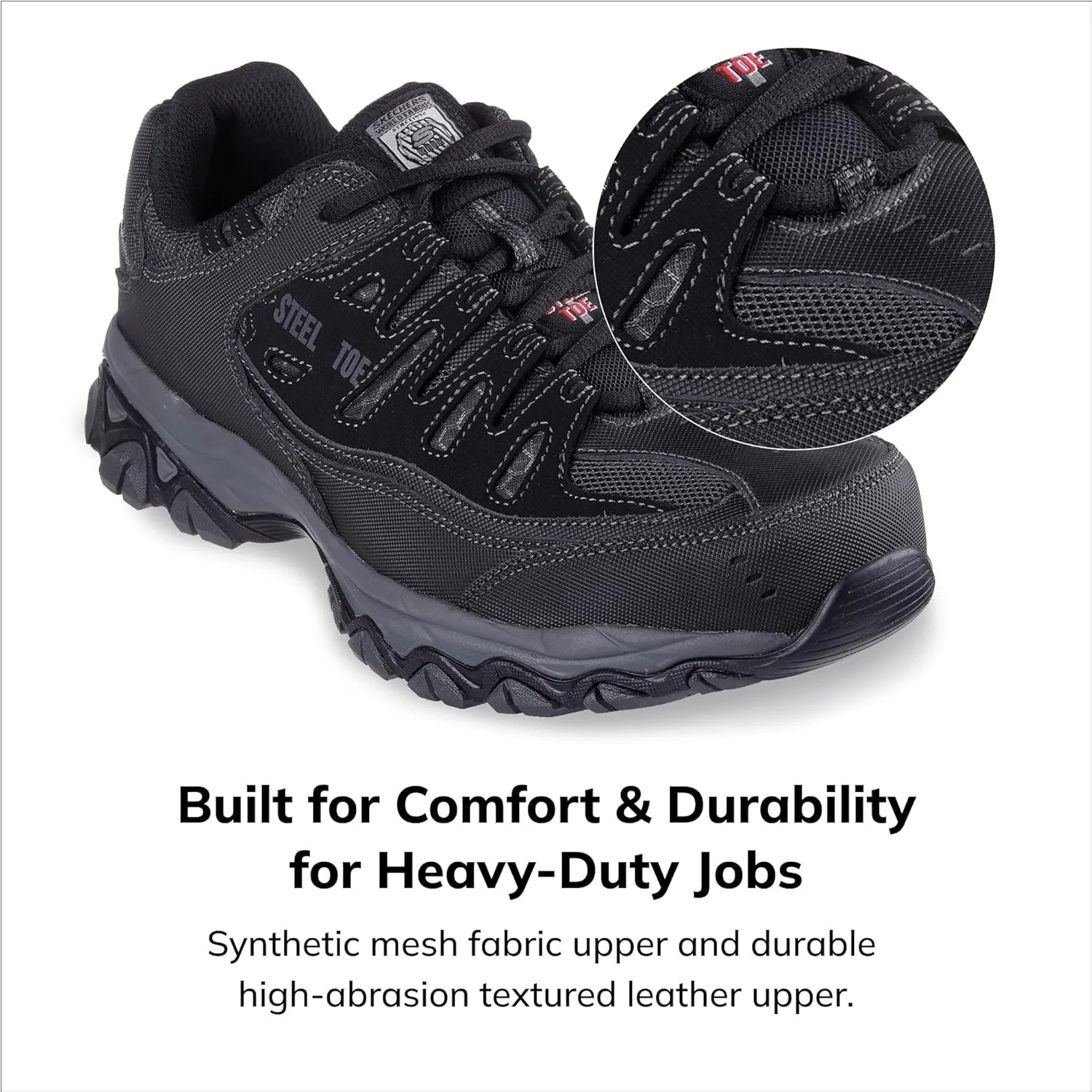 Skechers Men's Cankton Steel Toe Construction Shoe – Electrical Hazard Rated, Memory Foam
