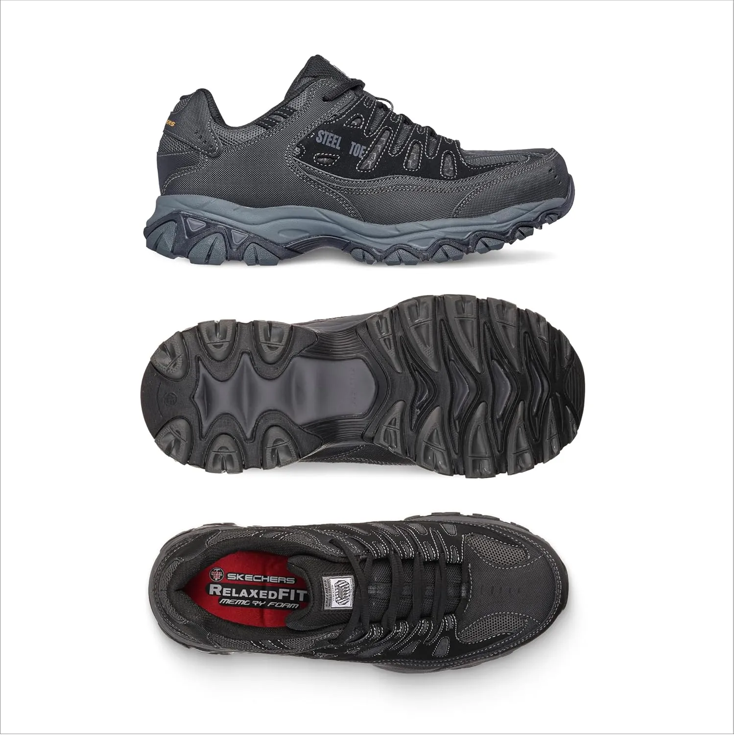 Skechers Men's Cankton Steel Toe Construction Shoe – Electrical Hazard Rated, Memory Foam